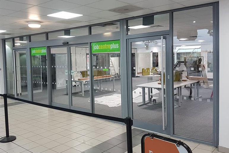 1. Manifestations , Digital printed Job Centre Plus , Manchester adult Education logos with opening times