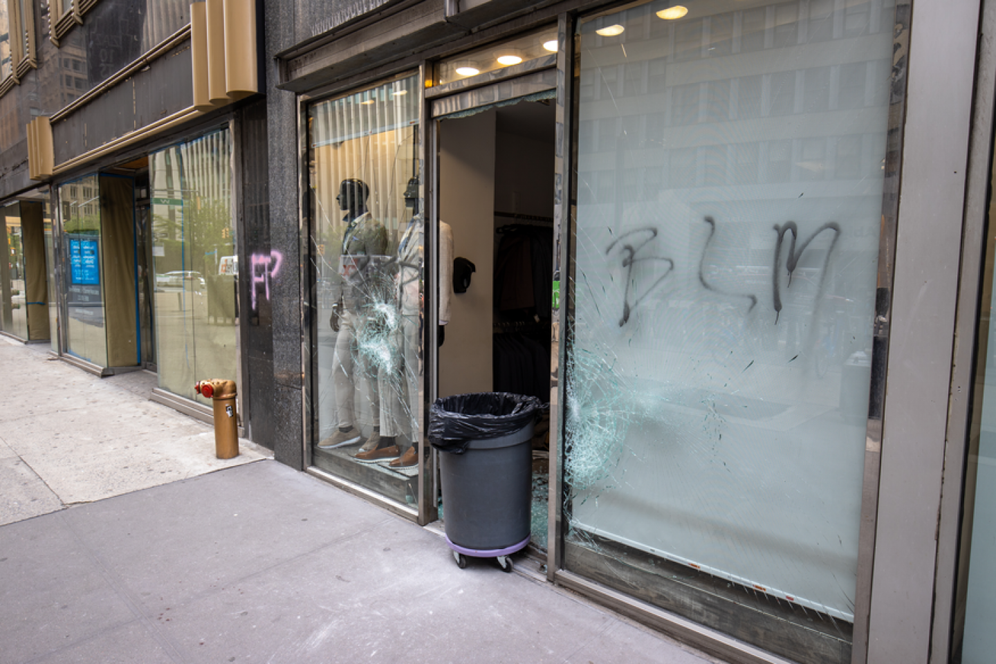 Graffiti on shop fronts